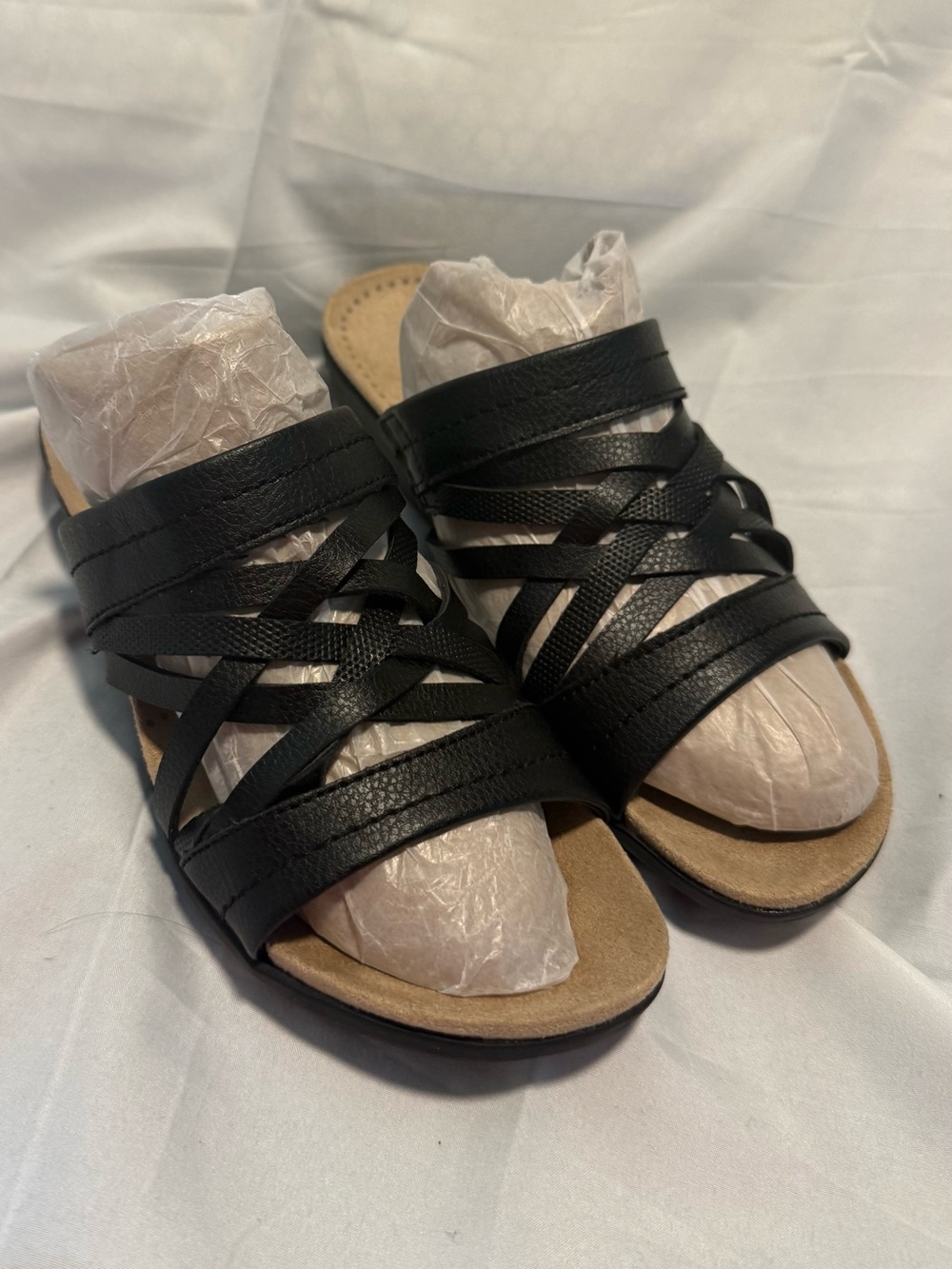 Baretraps Women's Black Strappy Slide Sandals - Casual Comfort - Size 6